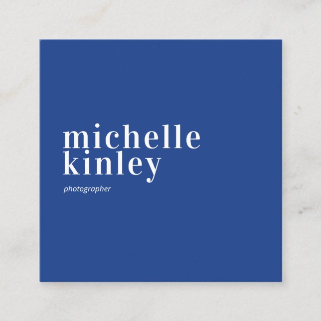 Modern minimalist simple QR personal royal blue Square Business Card (Front)