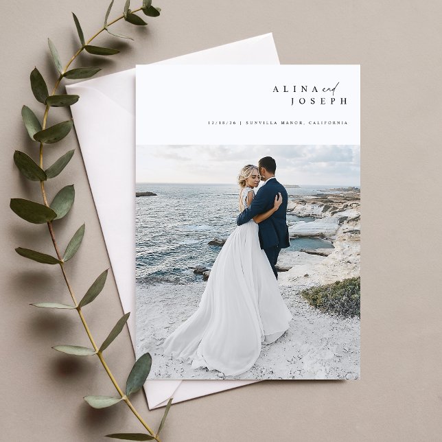 Modern Minimalist Simple Script Wedding Photo Thank You Card (Creator Uploaded)