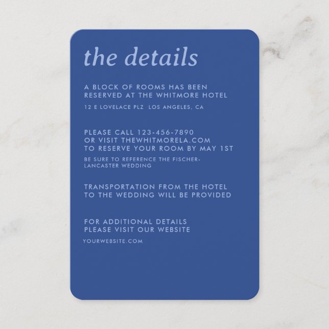 Modern Minimalist Simple Sleek Wedding Details Enclosure Card (Front)