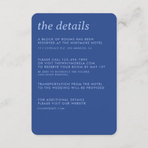 Modern Minimalist Simple Sleek Wedding Details Enclosure Card