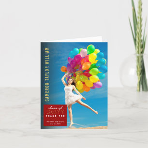 Modern Minimalist Simple Square Photo Graduation Thank You Card