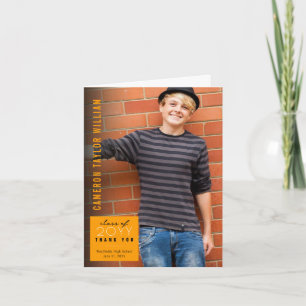 Modern Minimalist Simple Square Photo Graduation Thank You Card