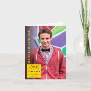 Modern Minimalist Simple Square Photo Graduation Thank You Card