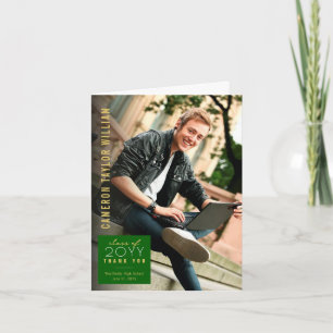 Modern Minimalist Simple Square Photo Graduation Thank You Card