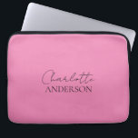 Modern Minimalist Simple Stylish Name Pink  Laptop Sleeve<br><div class="desc">Modern minimalist and stylish design with a modern solid colour style in a beautiful pink. Your name in simple modern typography. You can easily personalise for yourself or as a special gift for a loved one.</div>