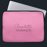 Modern Minimalist Simple Stylish Name Pink  Laptop Sleeve<br><div class="desc">Modern minimalist and stylish design with a modern solid colour style in a beautiful pink. Your name in simple modern typography. You can easily personalise for yourself or as a special gift for a loved one.</div>