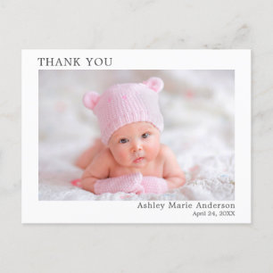 Modern Minimalist Simple Thank You New Baby Postcard