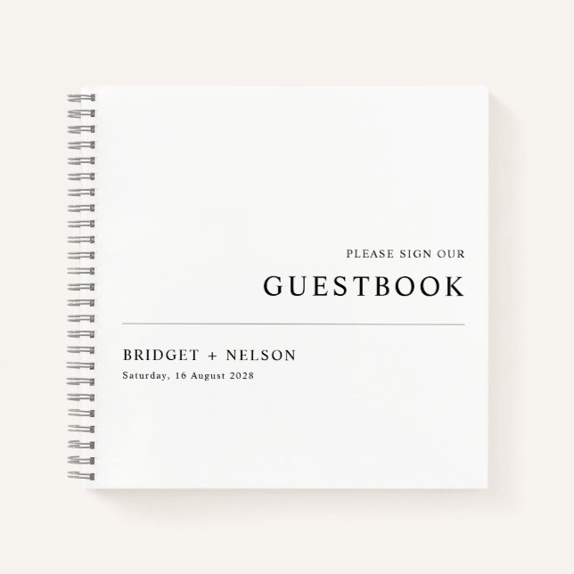 Modern Minimalist Simple Wedding Guest Book (Front)
