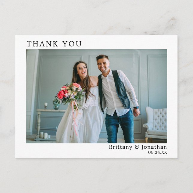 Modern Minimalist Simple Wedding Photo Postcard (Front)