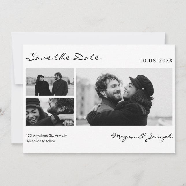 Modern minimalist simple wedding photo  save the date (Front)