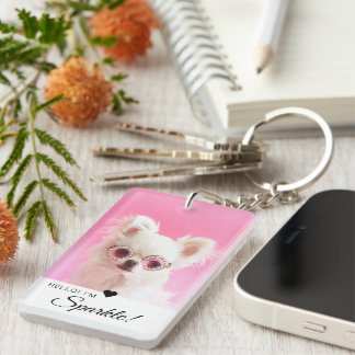 Modern Minimalist Single Photo QR Code Keychain