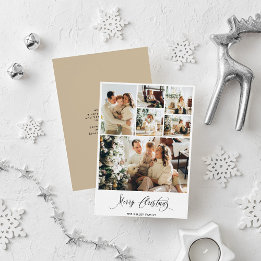 Modern Minimalist Six Photo Collage Holiday Card
