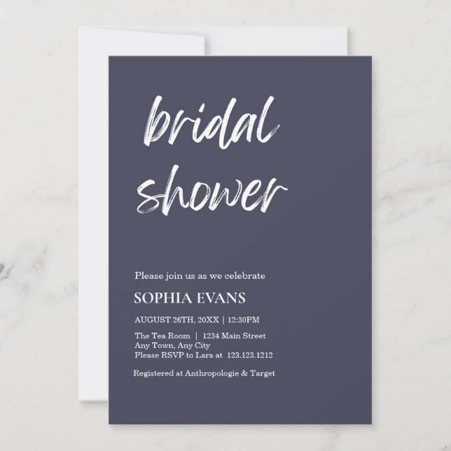 Modern Minimalist Slate Grey Bridal Shower Invitation (Front)