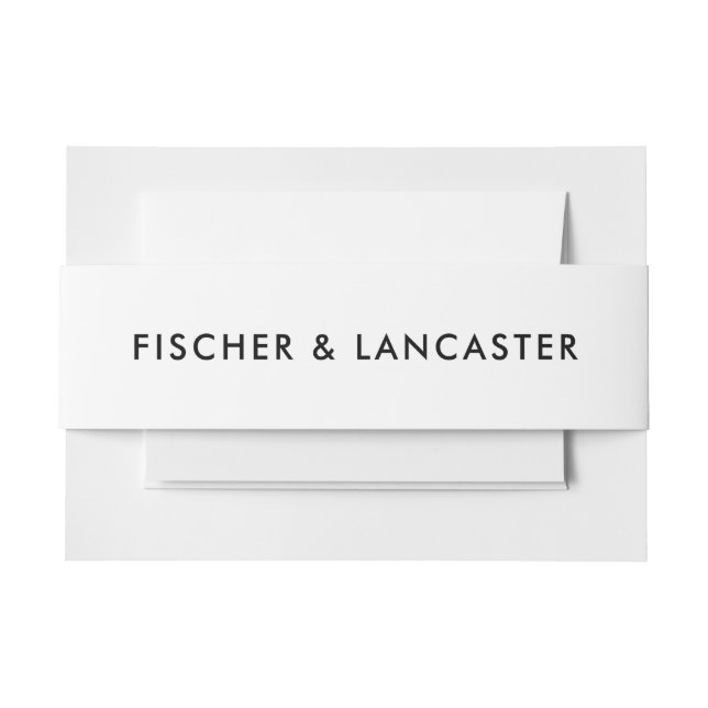 Modern Minimalist Sleek and Simple Wedding Invitation Belly Band (Front Example)