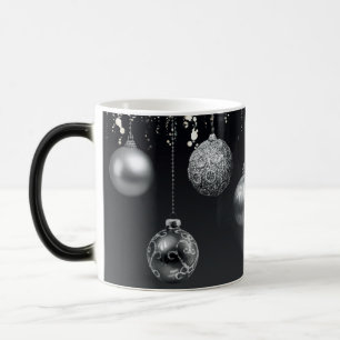 Modern Minimalist Sleek Black and Silver Large Magic Mug