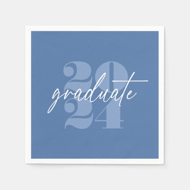 Modern Minimalist Soaring Grad | Blue + White Napkin (Front)