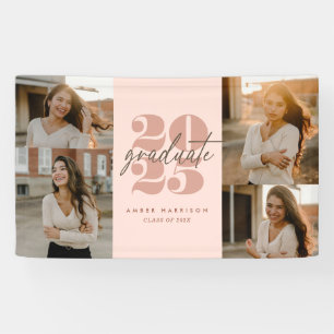 Modern Minimalist Soaring Grad   Blush Pink Photo Banner