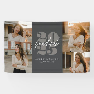 Modern Minimalist Soaring Grad | Charcoal Black Banner