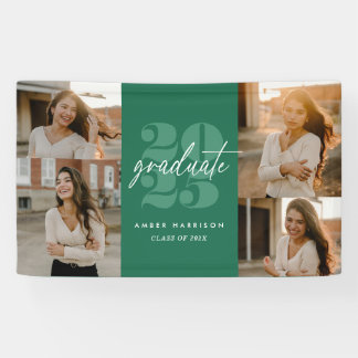 Modern Minimalist Soaring Grad | Green + White Banner