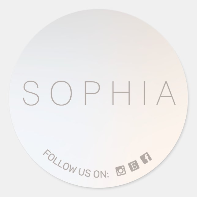 Modern Minimalist Social Media Icon Classic Round Sticker (Front)