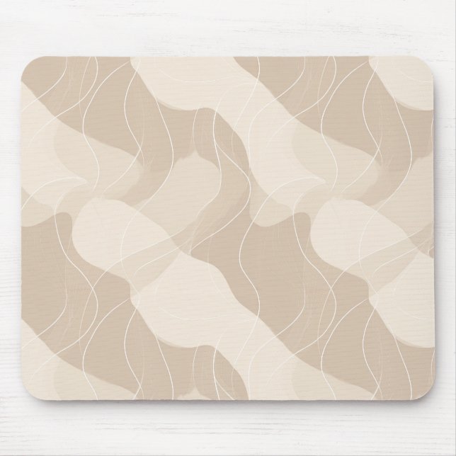 Modern Minimalist Soft Beige Flow Abstract Pattern Mouse Pad (Front)