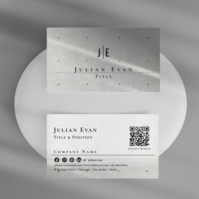 Modern Minimalist Soft Grey Concrete Construction Business Card (Modern Minimalist Soft Gray Concrete Pattern Business Card)