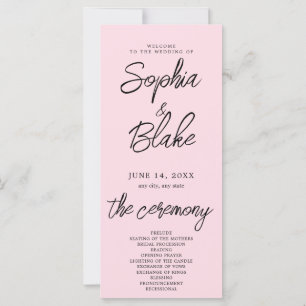 Modern Minimalist Soft Pink Wedding Program