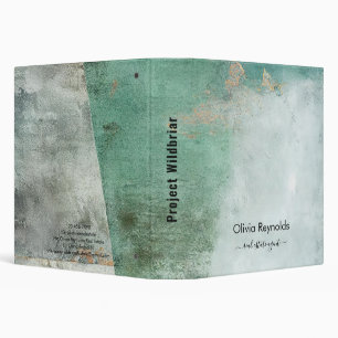 Modern Minimalist Soft Weathered Teal Green Gold Binder