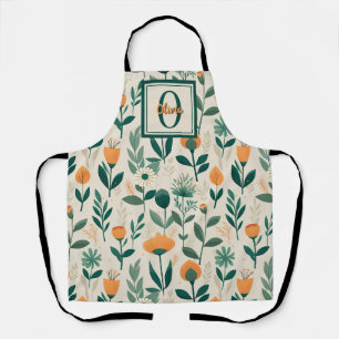 Modern Minimalist Spring Flowers Apron