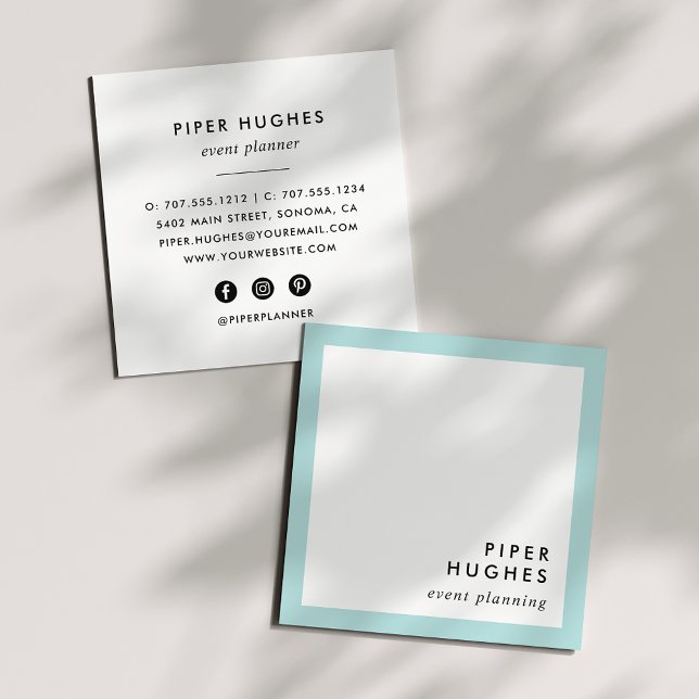 Modern Minimalist Square Business Cards | Aqua (Creator Uploaded)