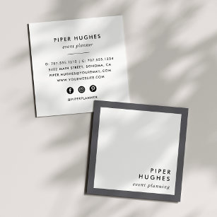 Modern Minimalist Square Business Cards   Grey