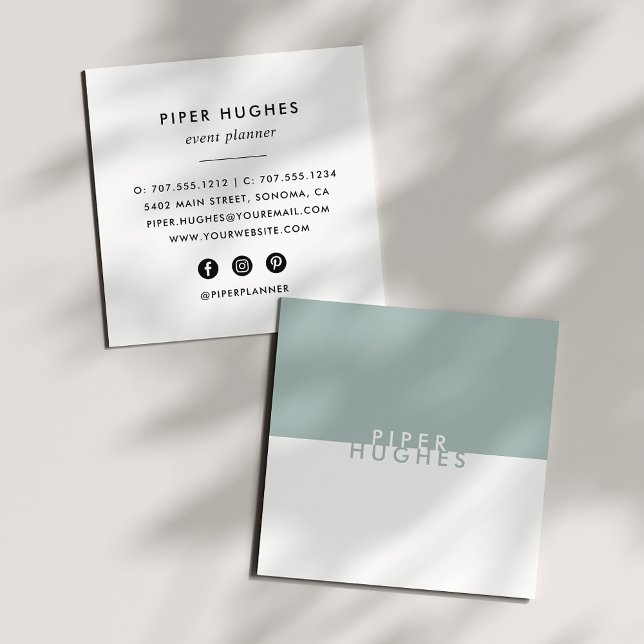 Modern Minimalist Square Business Cards | Sage (Creator Uploaded)
