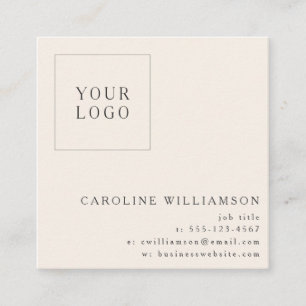 Modern Minimalist Square Professional Logo Ivory Business Card