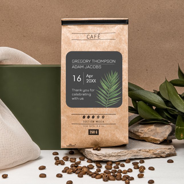 Modern Minimalist Starry Sky & Beach Palm Wedding Square Sticker (Creator Uploaded)