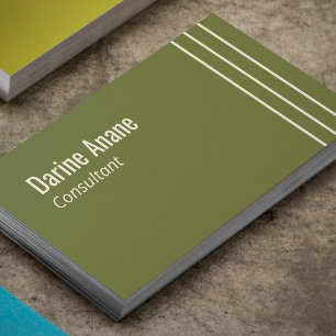 Modern Minimalist Stripes lines Sage Green Business Card