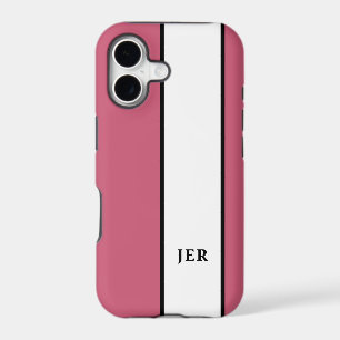 Modern Minimalist Stripes Monogram Initials Pink