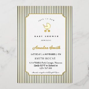 Modern & Minimalist Stripes Stroller  Baby Shower