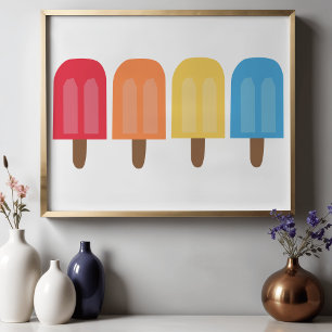 Modern Minimalist Stylish Abstract Popsicles Poster