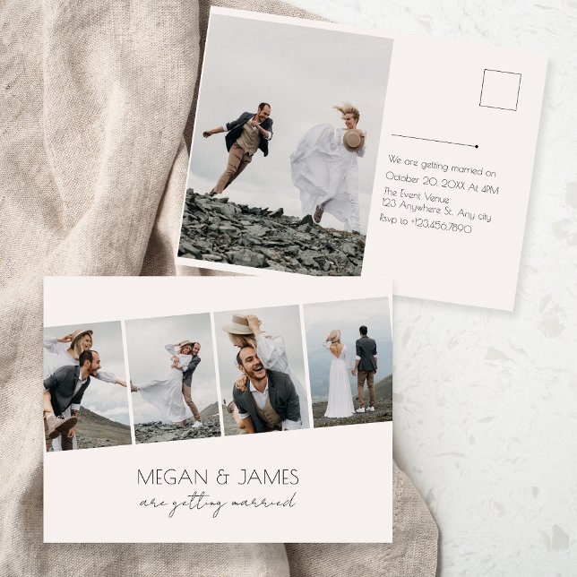 modern minimalist stylish photo wedding  postcard (Creator Uploaded)