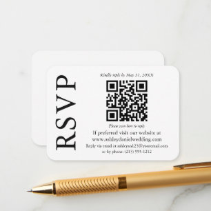 Modern Minimalist Stylish QR Wedding RSVP Enclosure Card