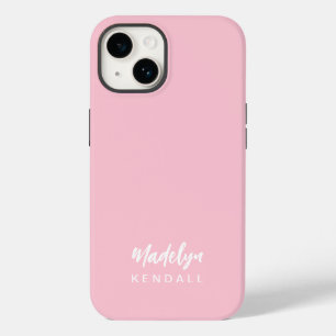 Modern Minimalist Stylish Script Cotton Candy Pink Case-Mate iPhone 14 Case