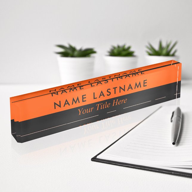 Modern Minimalist Stylish Simple Half Black Orange Nameplate (Creator Uploaded)