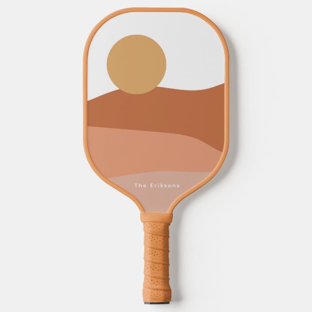 Modern Minimalist Sunrise and Sunset Desert Pickleball Paddle (Front)