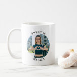 Modern Minimalist Sweet 16 Birthday Circle Photo Coffee Mug<br><div class="desc">Create your own personalized circle photo coffee mug for your her 16th birthday. Customize the solid white background colour or the black text colour to match your photo. If you change the font type or size, you can fine tune the curvature of the text in small increments. Have fun creating...</div>