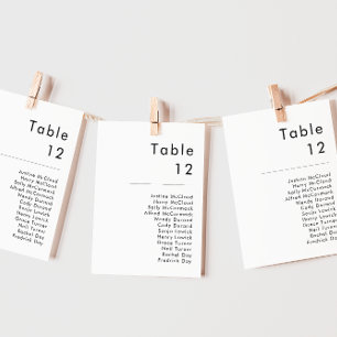 Modern Minimalist   Table Number Seating Chart