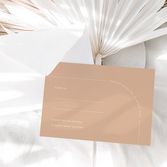 Modern Minimalist Tan Boho Arch RSVP Card (Creator Uploaded)