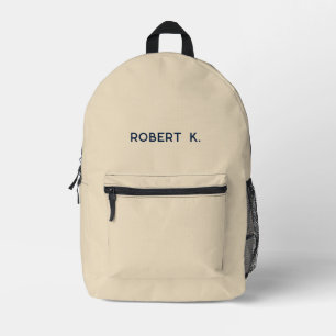 Modern Minimalist Tan Personalized Printed Backpack