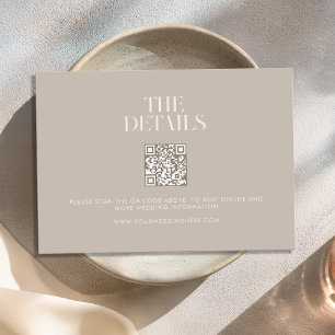 Modern Minimalist Taupe Beige Chic Wedding Enclosure Card