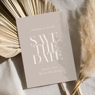 Modern Minimalist Taupe Beige Chic Wedding Save The Date