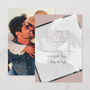 Modern Minimalist Taupe Casual Wedding Photo RSVP Card